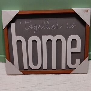 Gray and White 'Together is Home' Wall Art
